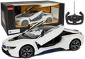 Nuotoliniu būdu valdomas „BMW i8“ Rastar 1:14, juodas su automatinėmis durelėmis