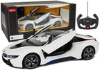 Nuotoliniu būdu valdomas „BMW i8“ Rastar 1:14, juodas su automatinėmis durelėmis