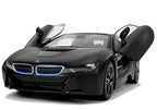 Nuotoliniu būdu valdomas „BMW i8“ Rastar 1:14, juodas su automatinėmis durelėmis