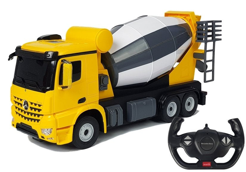 Nuotoliniu būdu valdomas „Mercedes-Benz Arocs“ Rastar 1:14, geltonas