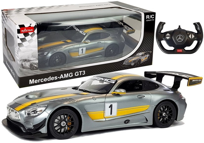 Nuotoliniu būdu valdomas automobilis „Mercedes AMG GT3“, Rastar 1:14, pilkas