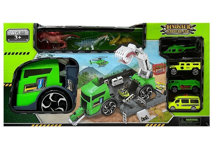 Dinozaurų transporteris su sunkvežimiu