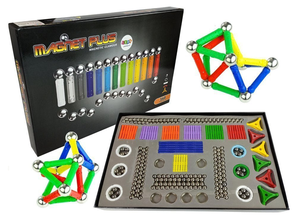 Magnetinių kaladėlių rinkinys „Magnastix“ – 560 vnt. su lenta