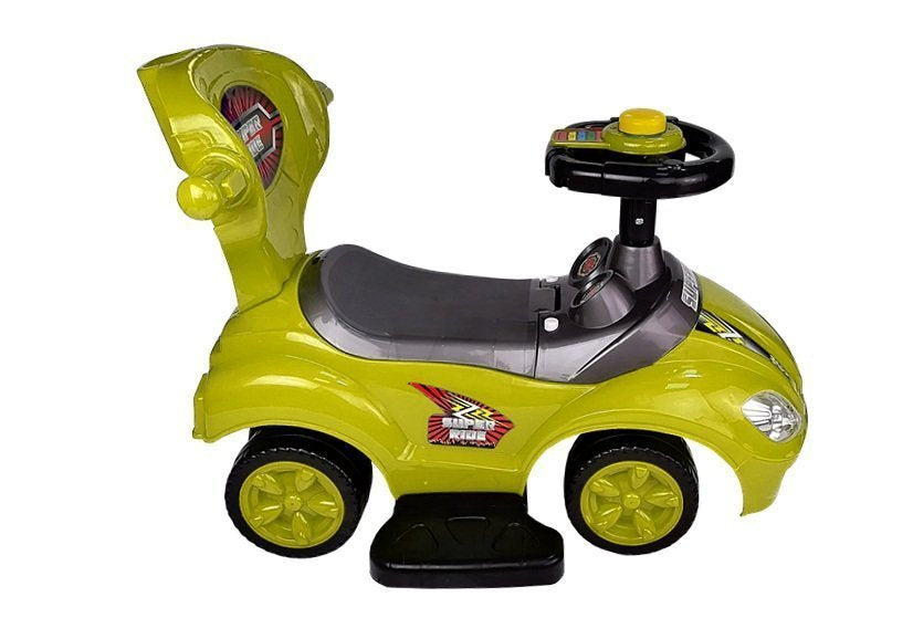 Stumiamas 3in1 vaikiškas automobilis su rankena tėvams, geltonas