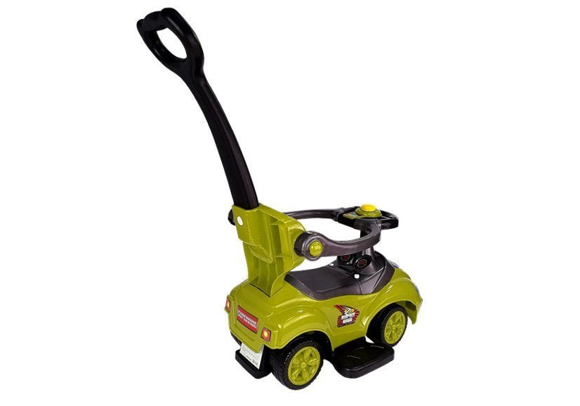 Stumiamas 3in1 vaikiškas automobilis su rankena tėvams, geltonas