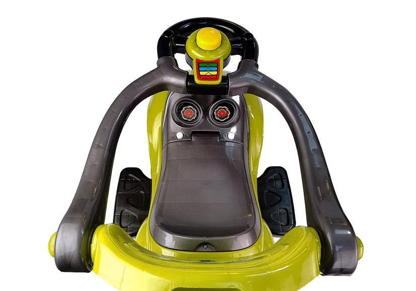 Stumiamas 3in1 vaikiškas automobilis su rankena tėvams, geltonas