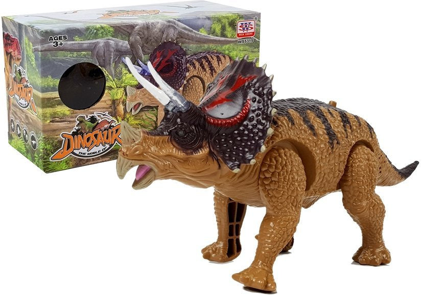 Dinozauras Triceratops su baterija, geltonas