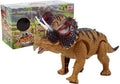 Dinozauras Triceratops su baterija, geltonas