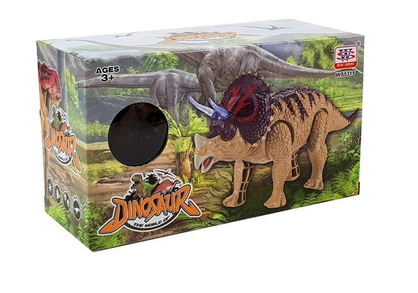 Dinozauras Triceratops su baterija, geltonas