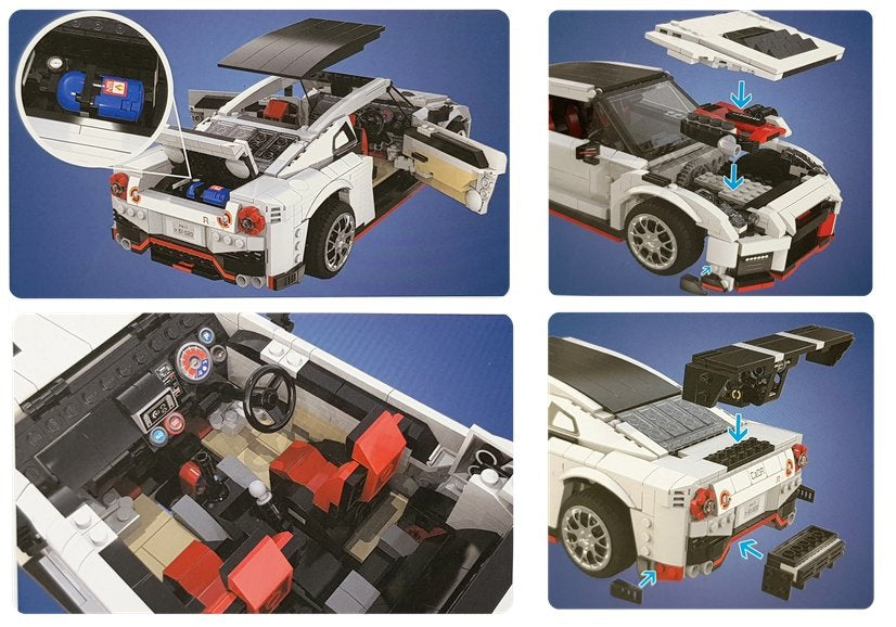 Statybinių kaladėlių sportinis automobilis, baltas, 1322 vnt.