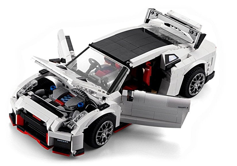 Statybinių kaladėlių sportinis automobilis, baltas, 1322 vnt.