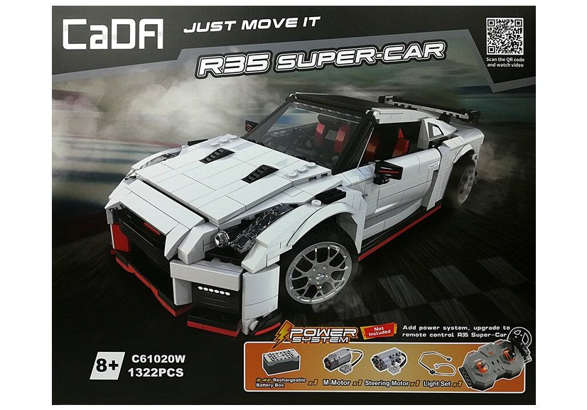 Statybinių kaladėlių sportinis automobilis, baltas, 1322 vnt.