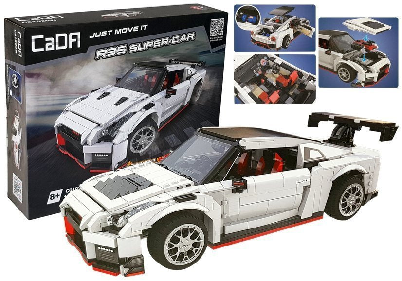 Statybinių kaladėlių sportinis automobilis, baltas, 1322 vnt.