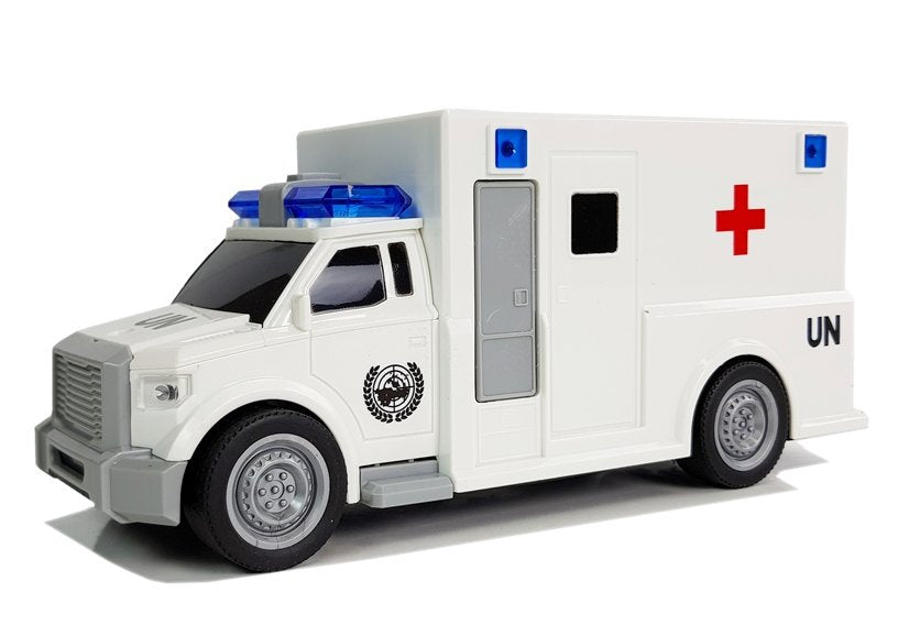 Greitosios pagalbos automobilis su užvedimu, baltas 1:20 su garsu