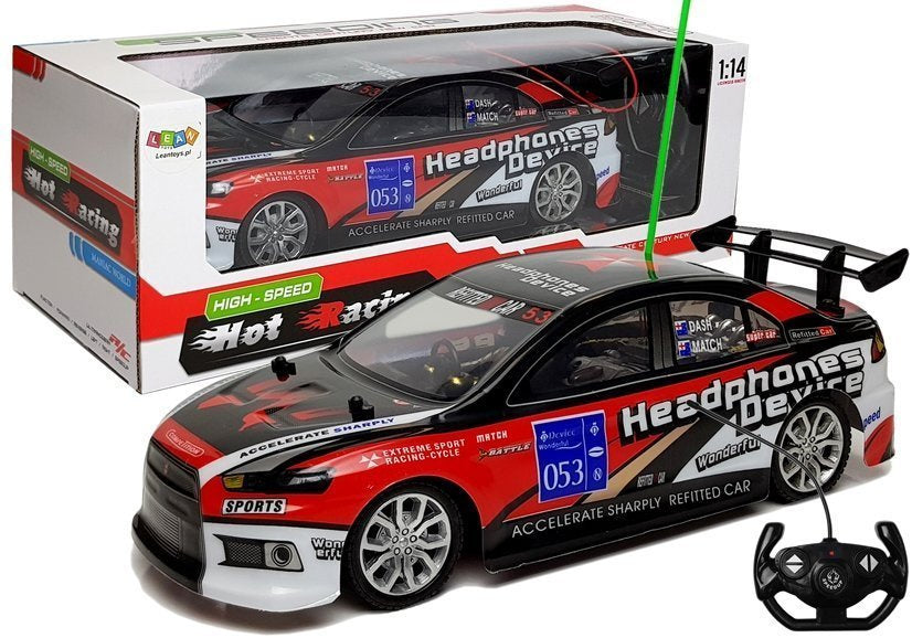 Nuotoliniu būdu valdomas lenktyninis automobilis R/C 27 MHz, raudonas