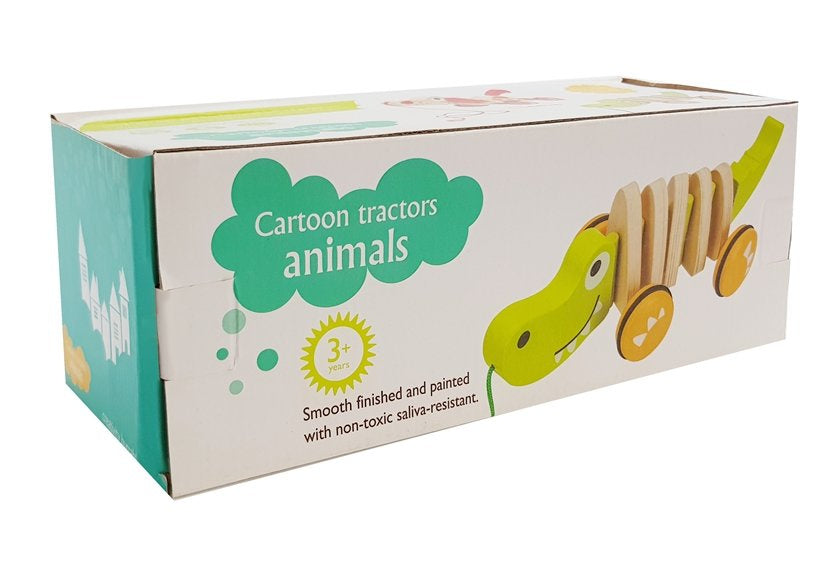Medinis krokodilas ant ratukų, 18 cm
