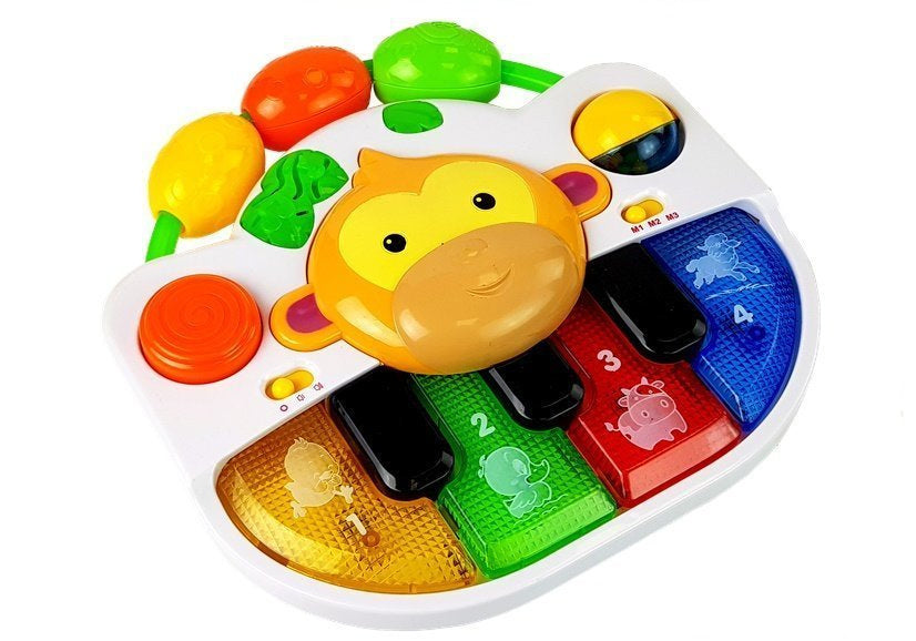 Pianinas kūdikiui su beždžionėle, šviesos ir garsai