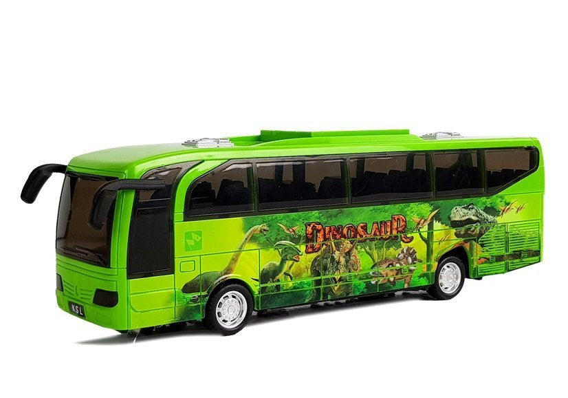 „Jurassic Park“ autobusas (žalias, su dinozaurais), spyruoklinis, su šviesomis ir garsu