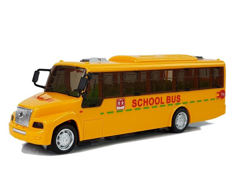 Mokyklinis autobusas su spyruokliniu mechanizmu, šviesomis, garsu ir atidaromomis durimis