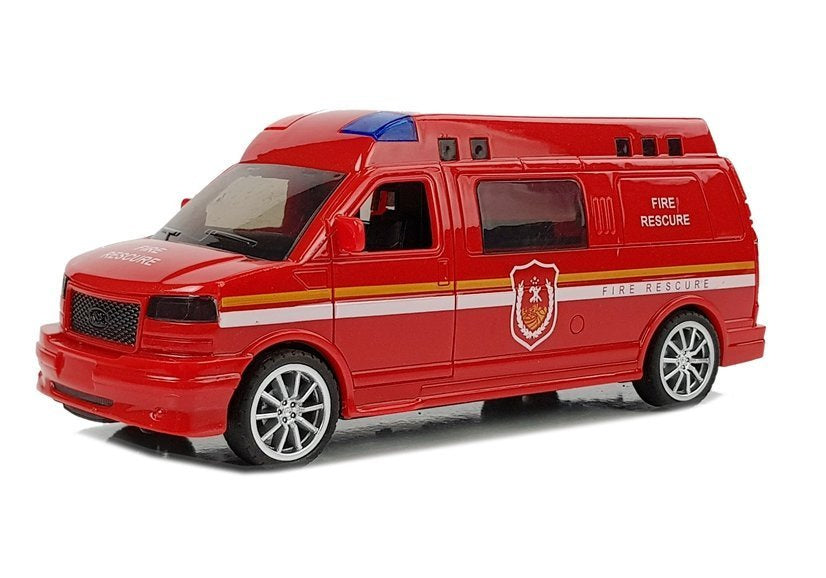 Gaisrinės automobilis su tempimo mechanizmu, šviesomis ir garsu
