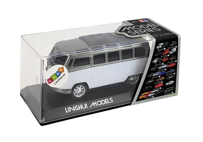 Autobusas su spyruokliniu mechanizmu, šviesomis ir garsu (baltas)