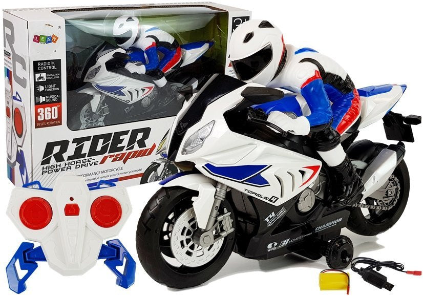 Nuotoliniu valdymu valdomas motociklas R/C 2.4G (baltas)