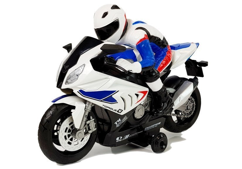 Nuotoliniu valdymu valdomas motociklas R/C 2.4G (baltas)