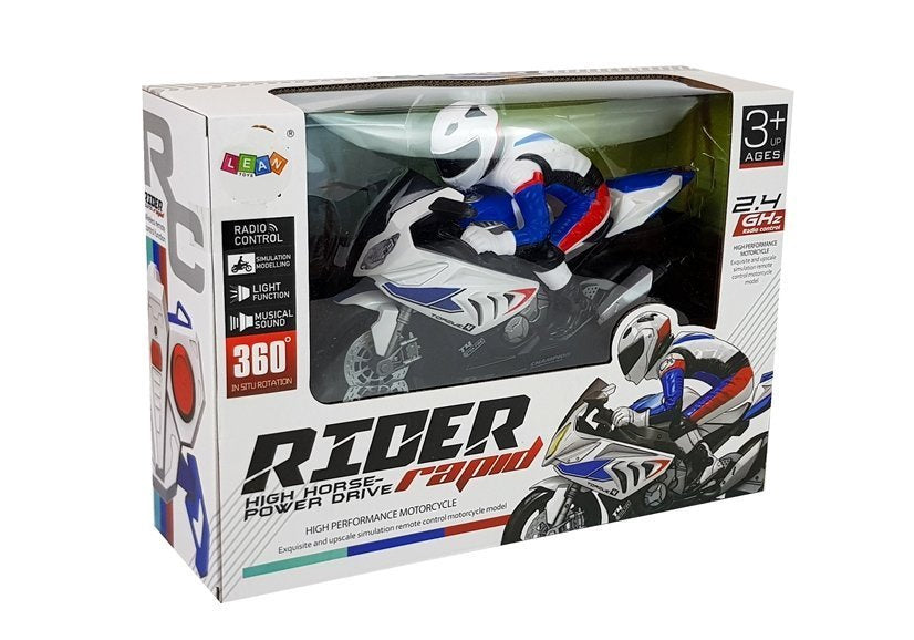 Nuotoliniu valdymu valdomas motociklas R/C 2.4G (baltas)