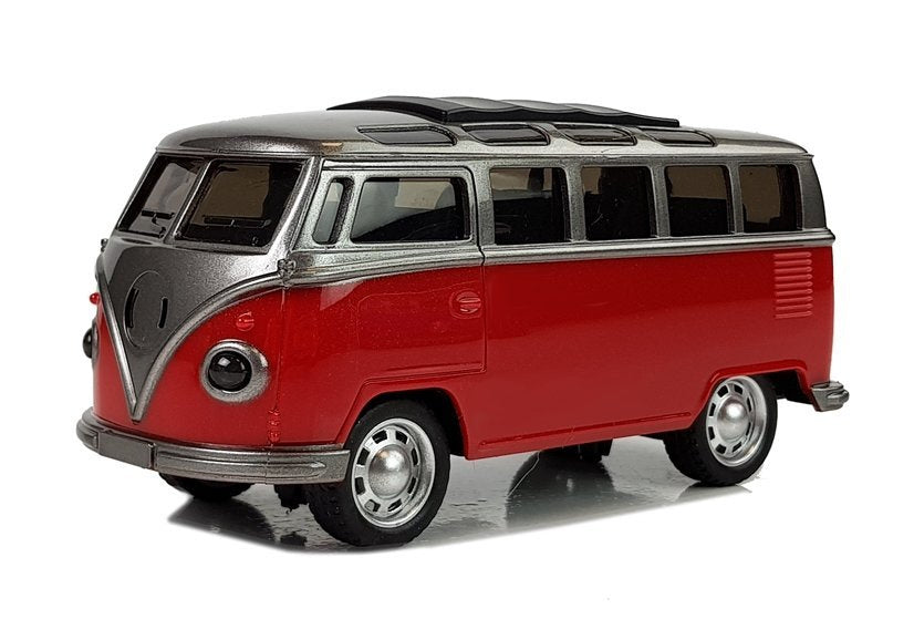 Autobusas su spyruokliniu (pull-back) mechanizmu ir garsu (raudonas)