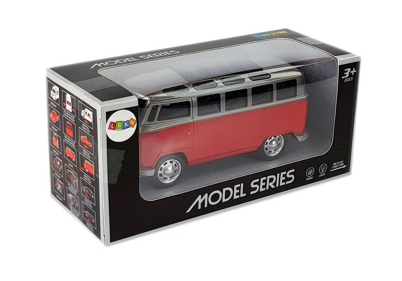 Autobusas su spyruokliniu (pull-back) mechanizmu ir garsu (raudonas)