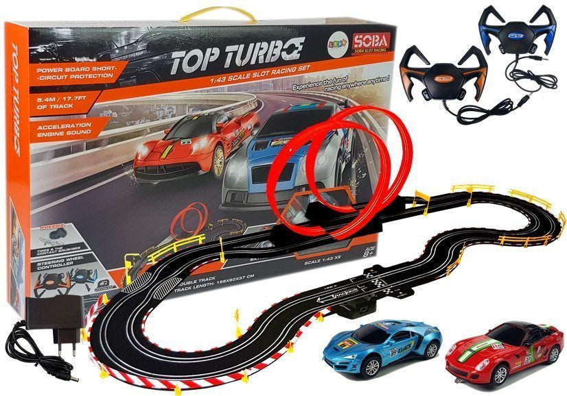 Lenktynių trasa 1:43, 2 automobiliai, pulteliai, 5,4 m