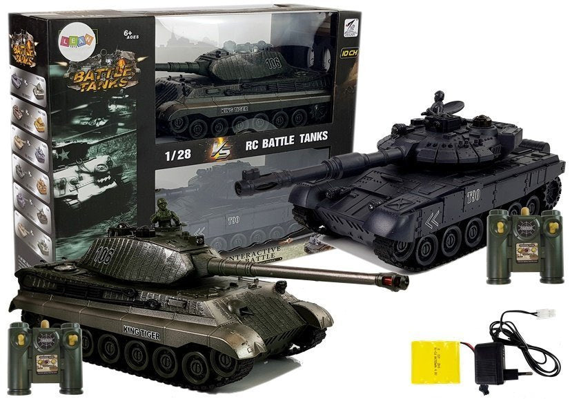 Nuotoliniu būdu valdomas mūšio tankas R/C 1:28 (žalias ir juodas)