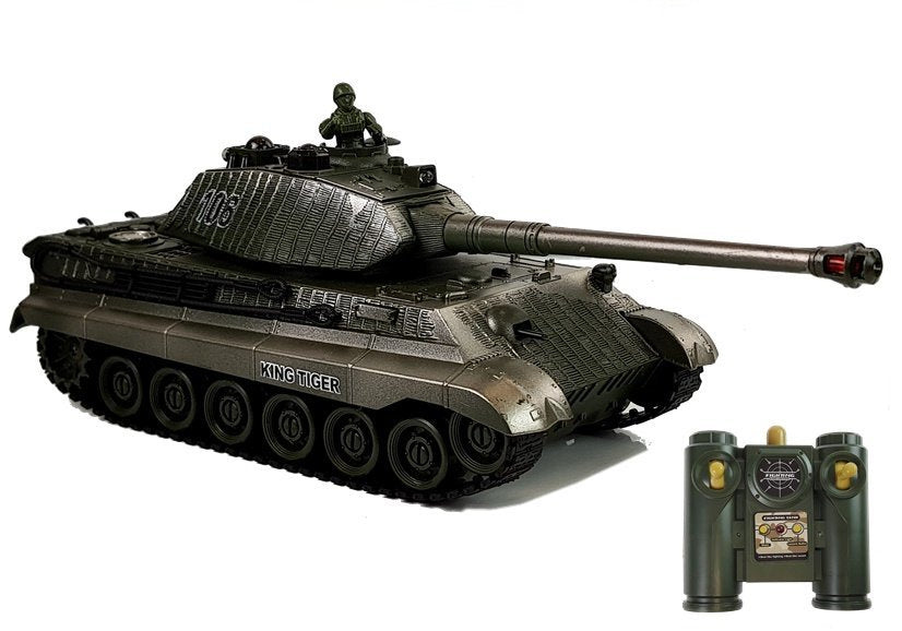 Nuotoliniu būdu valdomas mūšio tankas R/C 1:28 (žalias ir juodas)