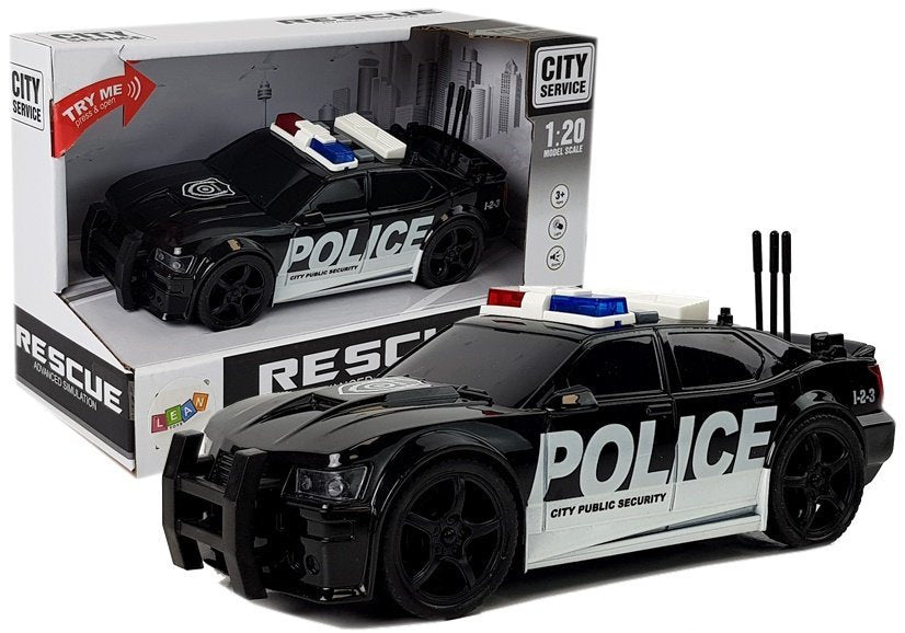 Policijos automobilis su traukimo mechanizmu, šviesomis ir garsais 1:20