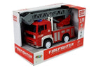 Gaisrinės automobilis su traukimu (pull-back), kopėčiomis, garsais, raudonas 1:20