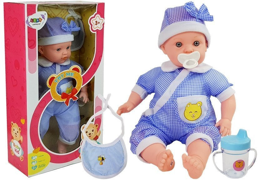 Lėlė kūdikis, 45 cm, mėlyni drabužiai