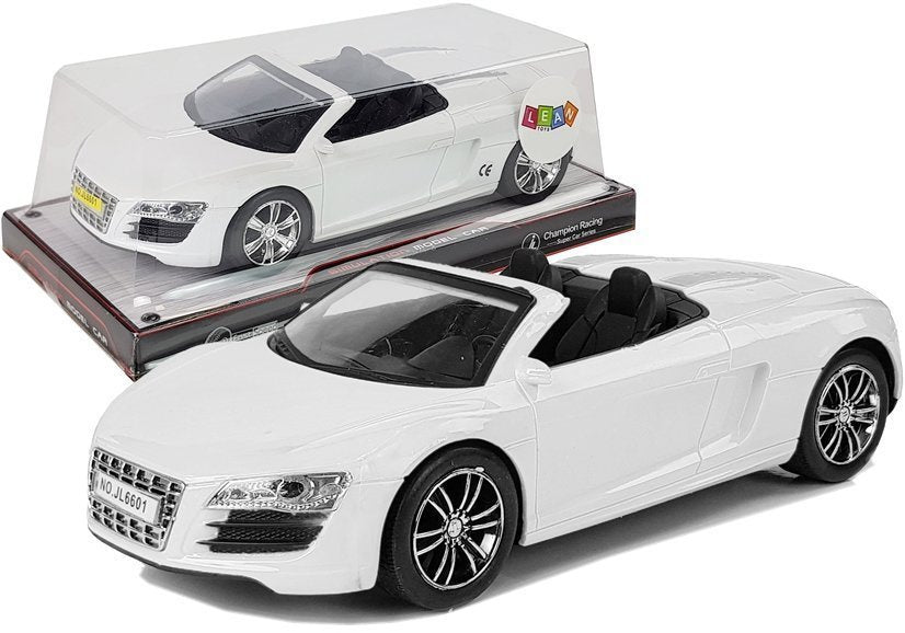 Žaislinis automobilis kabrioletas su traukimo funkcija, baltas, 1:18