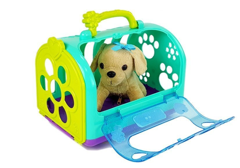 Veterinaro rinkinys su šuniuku ir transportavimo dėže