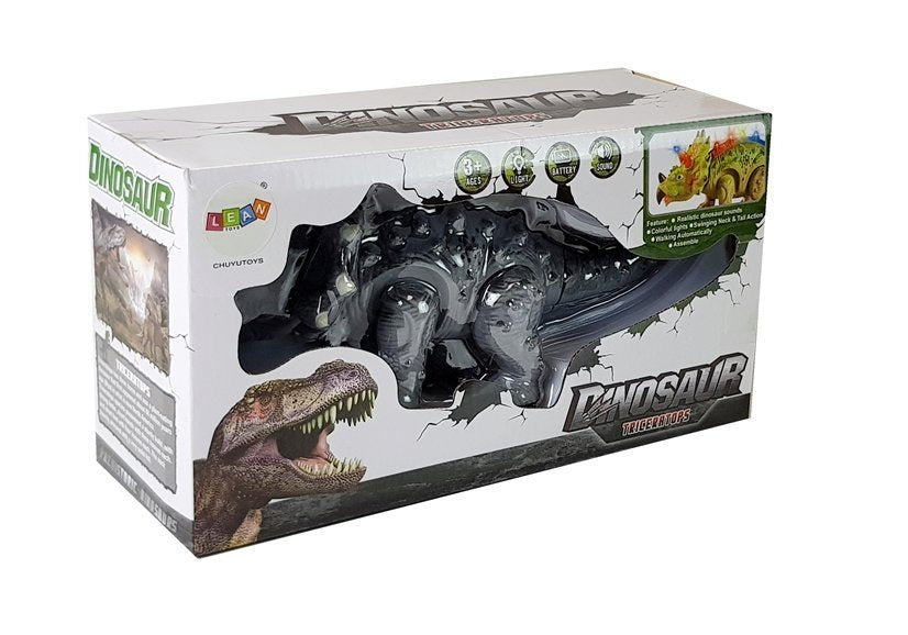 Dinozauras Triceratops pilkas su baterijomis