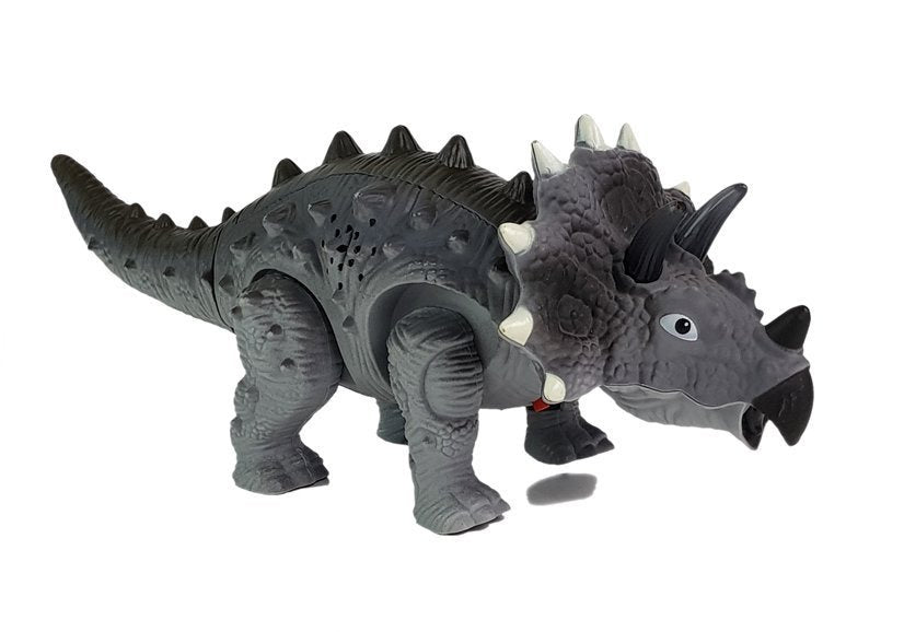 Dinozauras Triceratops pilkas su baterijomis