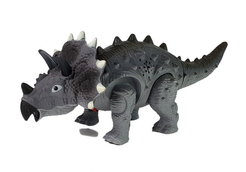 Dinozauras Triceratops pilkas su baterijomis