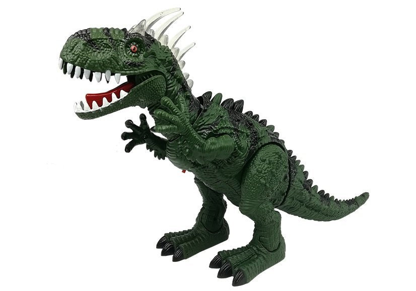 Žalias dinozauras su baterija juda su garso projektoriumi