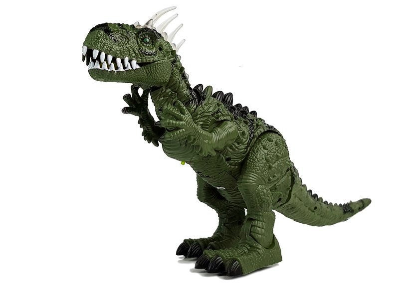 Žalias dinozauras su baterija juda su garso projektoriumi