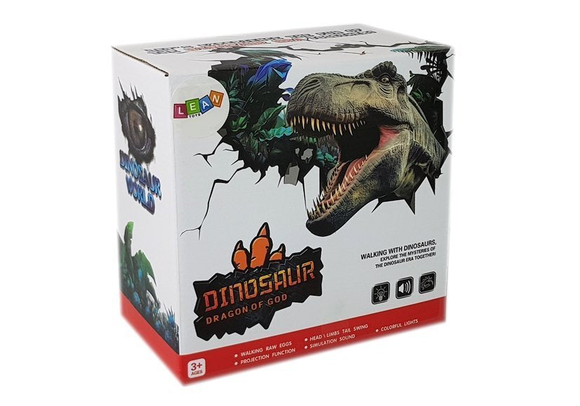 Rudas dinozauras su baterija, juda su projektoriumi ir garsu