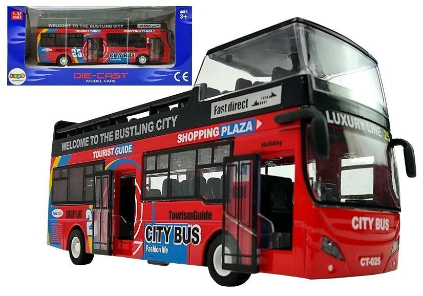 Turistinis dviaukštis autobusas su atidaromomis durimis (raudonas)
