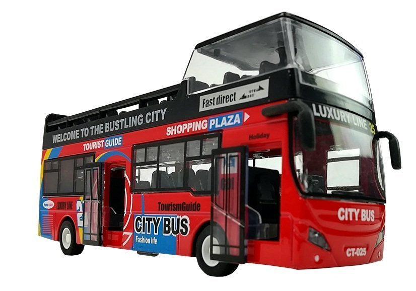 Turistinis dviaukštis autobusas su atidaromomis durimis (raudonas)