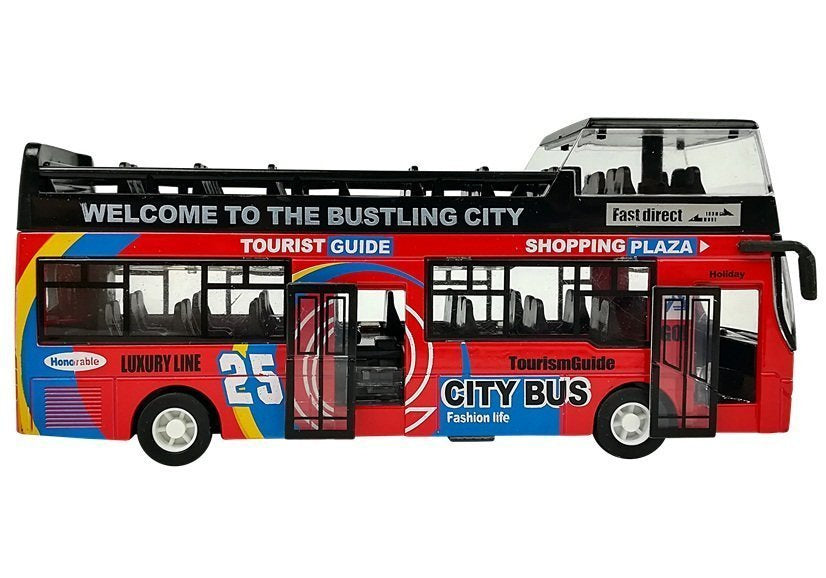 Turistinis dviaukštis autobusas su atidaromomis durimis (raudonas)