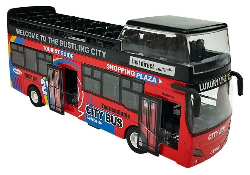 Turistinis dviaukštis autobusas su atidaromomis durimis (raudonas)
