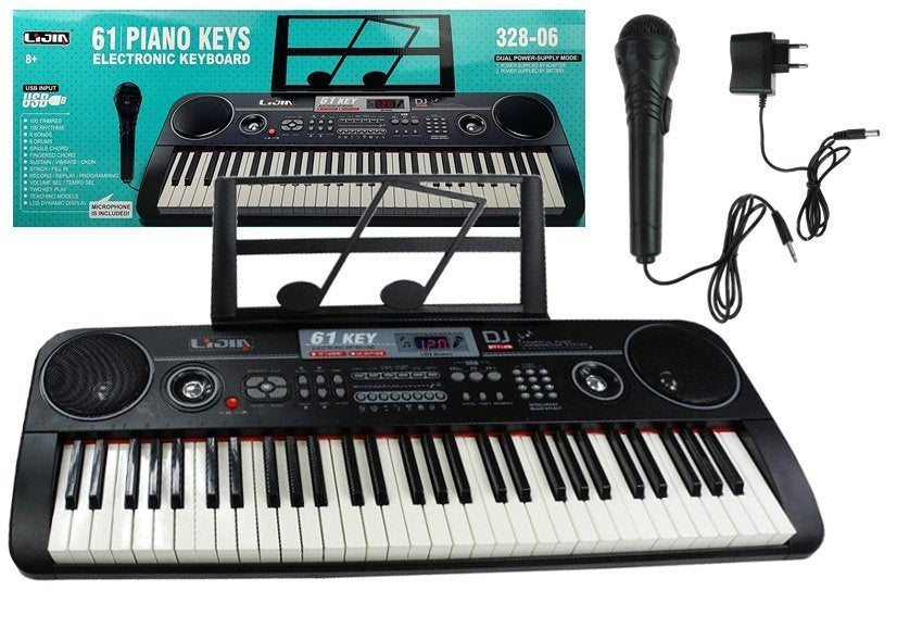Klaviatūra 328-06 su adapteriu, mikrofonu ir muzikos stovu