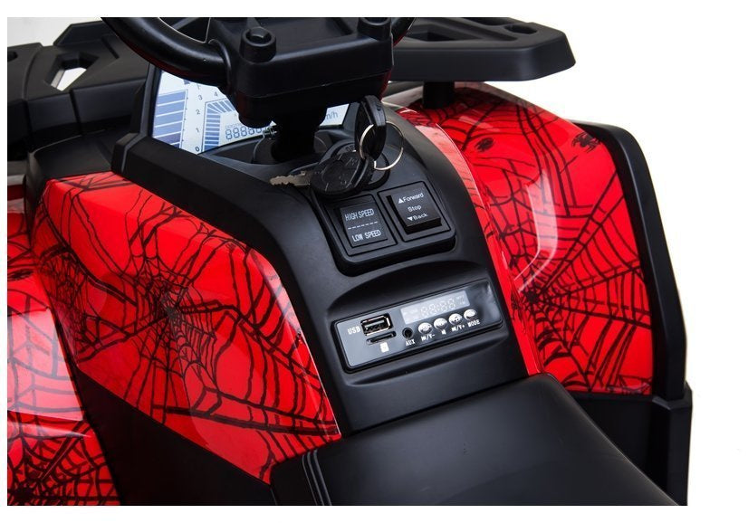Elektrinis keturratis XMX607 raudonas su „Spider“ grafika